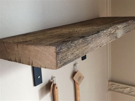 barnwood shelf metal brackets|Reclaimed Barnwood Accent Shelf .